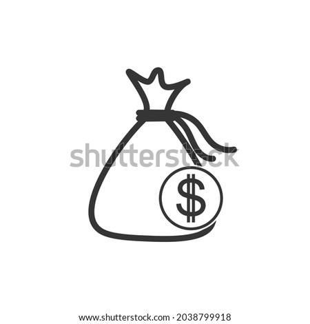 Vector money bag icon. Bag of dollar coins. Vector icon isolated. Save money concept