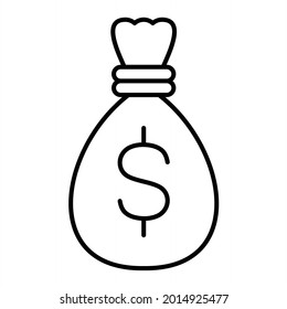 Vector Money Bag Outline Icon Design
