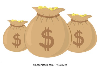 Vector money bags. Easy to edit layers.