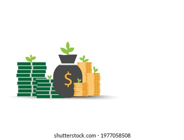 vector money or cash on isolate background, saving financial, saving investment, process growing money, goal achievement
