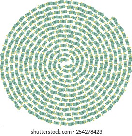 Vector money cash pattern in flat graphic style formed by twist