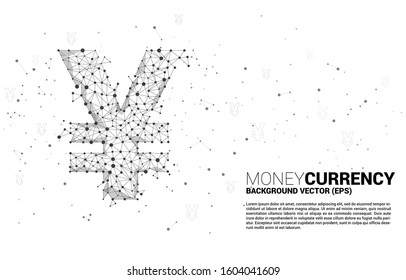 Vector money Chinese yuan and Japanese yen currency icon from Polygon dot connect line. Concept for china and japan financial network connection.