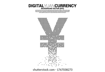 Vector Money Chinese Yuan And Japanese Yen Currency Icon From Pixel Transform. Concept For Digital Yuan China Currency.