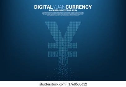 Vector money Chinese yuan and Japanese yen currency icon from pixel transform. Concept for digital yuan china currency.