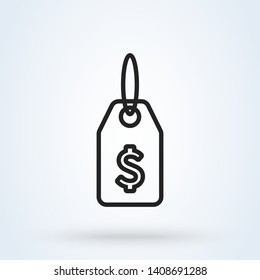 Vector Money Dollar Tag Sign. Line Art Simple Modern Icon Design Illustration.