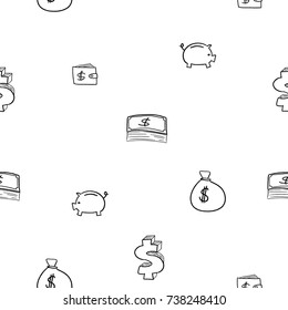 Vector money doodle texture - cash related seamless pattern.