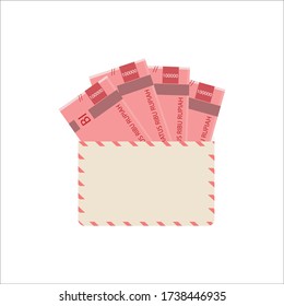 dinero vectorial y sobres para subsidios de vacaciones