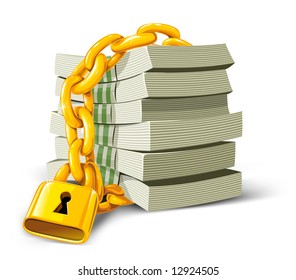 Vector Money With Gold Lock Isolated Illustration