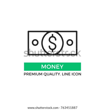 Vector money icon. 100 dollar bill banknote. Premium quality graphic design element. Modern sign, linear pictogram, outline symbol, simple thin line icon