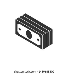 Vector money Icon Cash on white background. black. symbol