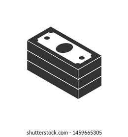 Vector money Icon Cash on white background. black. symbol