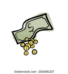 Icono de dinero vectorial en el estilo doodle, en el tema de viajes. Día Mundial del Turismo