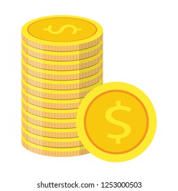 Vector money Icon. Payment system. Coins and Dollar cent Sign isolated on white background. Flat design style. Business concept