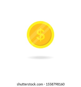 Vector money Icon. Payment system. Coins and Dollar cent Sign isolated on white background. Flat design style. Business concept