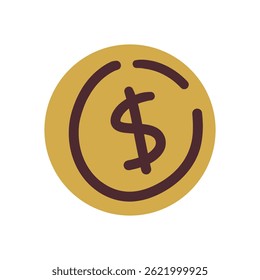 Vector money Icon. Payment system. Coins and Dollar cent Sign isolated on white background. Flat design style. Business concept