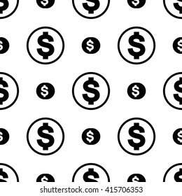 vector money icon seamless pattern, flat design black pictogram isolated on white background, cash symbol, banking and  business sign