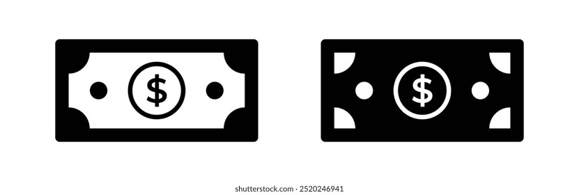 Vector Money Icon Set. Dollar Bills Icon Set