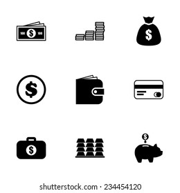 Vector money icon set on white background