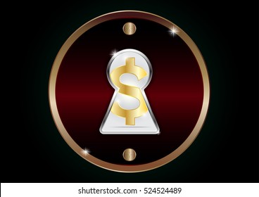 vector of money inside the room can see pass key hole in success concept