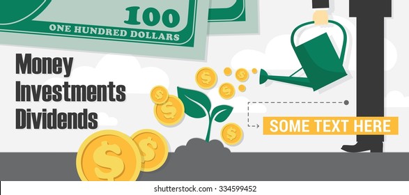 Vector money investment concept in flat style - green plant with coins 