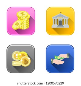 vector money Investment Icons - financial banking sign, money loan and payment symbols