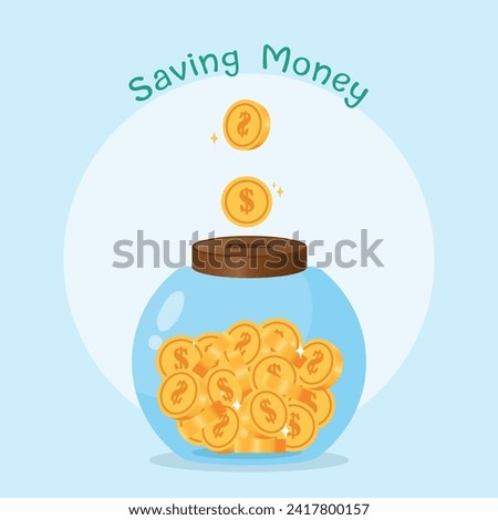 Vector money jar for save money poster