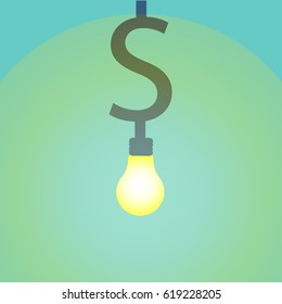 vector money making idea concept. Dollar symbol glow among other light bulb 