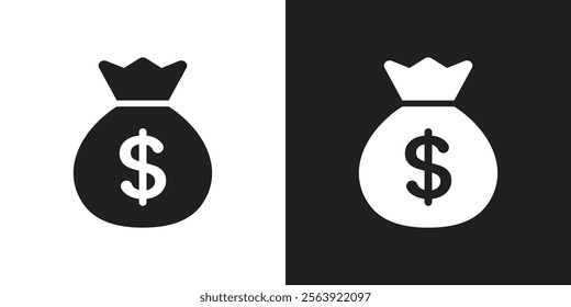 Vector Money Sack Icons Black And White