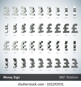 Vector Money Sign with 360 Degrees Rotation - Pound