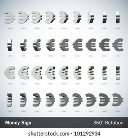 Vector Money Sign with 360 Degrees Rotation - Euro