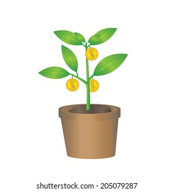 Vector of Money tree with coins