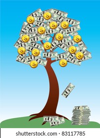 vector money tree with fruits and leaves