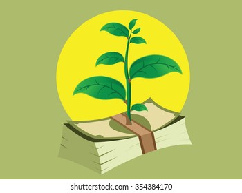 vector money tree growing