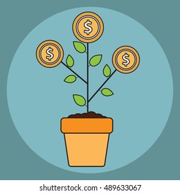 Vector money tree growth concept in flat style