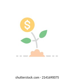 Vector money tree, save money, invest white line icon. Symbol and sign illustration design.