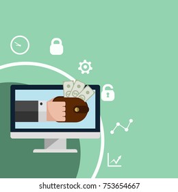 Vector  money and wallet computer concept  design eps 10