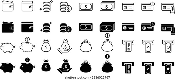 Vector Money and Wallet Icon Set