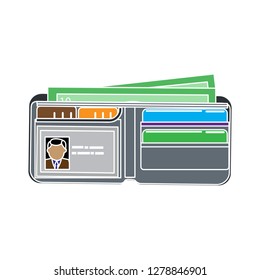 vector money wallet icon -wallet symbol- purse icon - money symbol - rich illustration- wealth sign - pay vector-shopping sign - bill vector- leather isolated- salary illustration