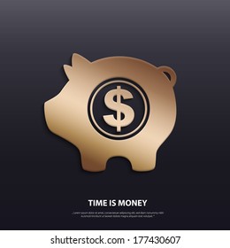 Vector moneybox with dollar sign. Time is money.