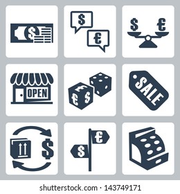 Vector money/shopping isolated icons set