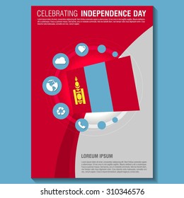 Vector Mongolia Independence Day Flyer template. Creative Brochure Title Page. National Day Leaflet design element. vector illustration