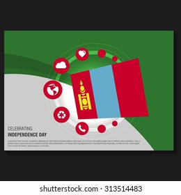 Vector Mongolia Independence Day Flyer template. Creative Brochure Title Page. National Day Leaflet design element. vector illustration