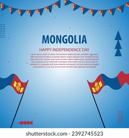 Día Nacional del Vector en Mongolia el 29 de diciembre, afiche o cartel que celebra la independencia