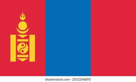 Vector Icono de la bandera nacional de Mongolia. Diseño de la bandera de Mongolia.