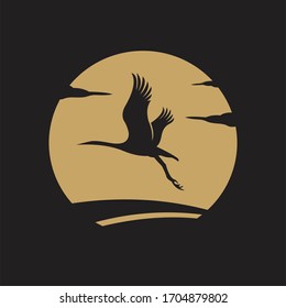 Vector mongolian bird flying animal logo design flat and modern