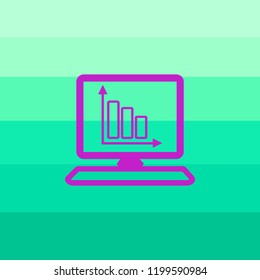 Vector monitor with business graph on the screen icon