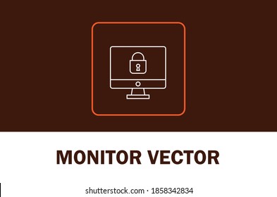Vector of monitor icon. Isolated on dark background. For designer.