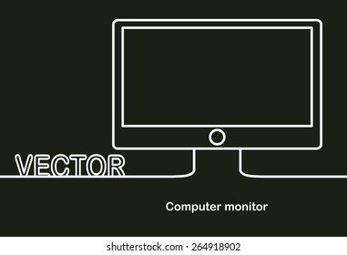 Vector monitor icon and space for text. Flat design.Banners