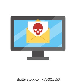 Vector monitor. Message with virus or spam