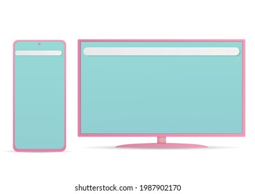 Vector of Monitor and smartphone isolated on white